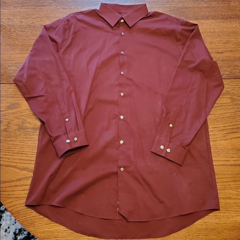 Men’s JF J.Ferrar Slim Fit Burgundy Dress Shirt Size XL